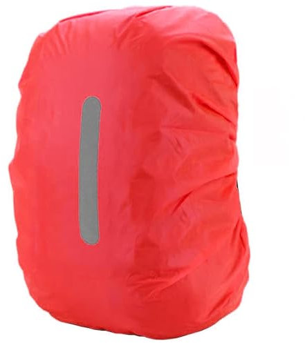 PINEPAN Regenhülle für Rucksäcke mit reflektierenden Streifen wasserdichte Regenhülle Schultasche Reflektor Rucksackhülle Rot 35L