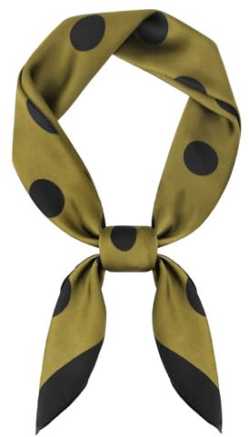 ANIMQUE Damen Kunstseide Schal Quadratischer Seidenschal Polka Dots Halstuch Haar Elegant Haarband Haar Accessoire Gürtel Accessoire 90cmx90cm, Olivgrün