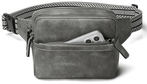 LATMAP 3L Bauchtasche Damen, Sling Bag Bumbags for Ladies Kleine PU Leder Fanny Pack Brusttasche Diebstahlsicher