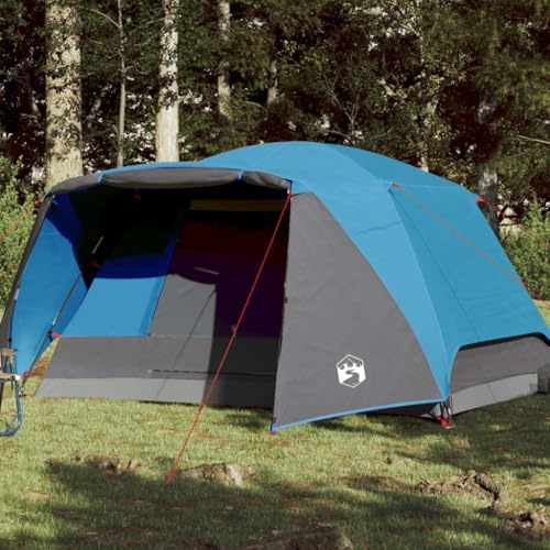 Tino Tech Campingzelt mit Vorzelt 4 Personen Outdoor Tent Gruppenzelt Familienzelt Große Wurfzelt Festivalzelt Wurfzelte für Familie Trekkingzelt 350x280x155 cm Polyester Blau