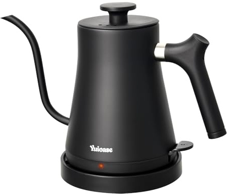 Electric Gooseneck Kettle, 304 Stainless Steel Coffee Kettle, Auto Shutoff Anti-dry Protection, Classic Pour-over Coffee & Tea,Matte Black 1.0L-1200W Fast Boiling Water Boiler by YUIOASE