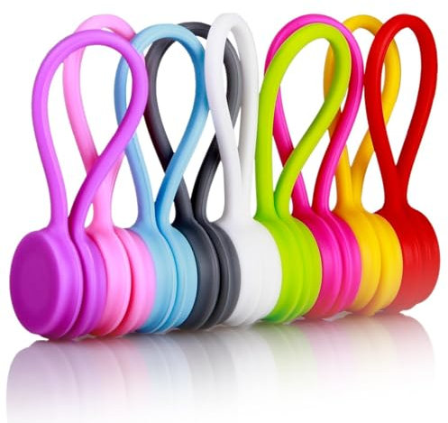10PCS Magnetic Cable Ties Reusable Silicone Cable Clips Multi-Purpose Magnetic Cord Ties Cable Organizer for Managing and Bundling Wired Earphone/Cables/Chargers, Manager for Office, School, Home