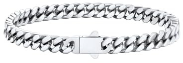 U7 Armband Herren Silber Schick Panzerkette Armbänder Männer Miami Armkette 5mm Kubanische Gliederarmband Edelstahl Panzerarmband 19cm lang für Vater Ehemann Freund Opa Jungs