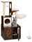 Relaxdays Mueble para Gatos con Rascador y Armario para Arenero, 128x95x52 cm, Torre con Poste de Sisal, Marrón y Blanco, Hierro