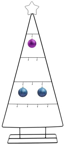 Metall Tannenbaum schwarz mit 10 Haken - 78 cm - Deko Ständer für Zierschmuck mit Stern Spitze - Weihnachtsbaum Christbaum Aufsteller zum selbst Dekorieren mit Kugeln Baumschmuck