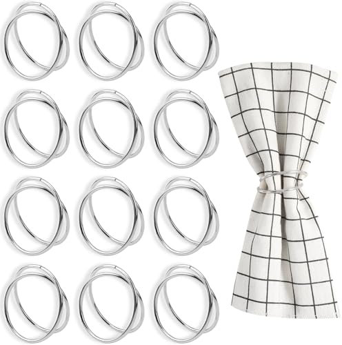 VZXZXE Serviettenringe Silber Metall servietten Ring serviettenringe Set für Hochzeitsfeier Abendessen Jubiläum Urlaubs Party (Silber, 4cm)