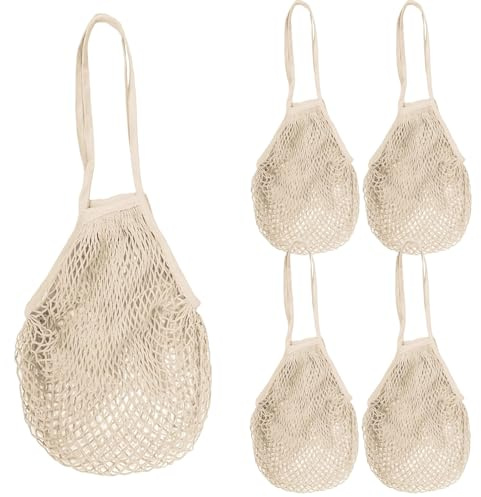 Wiederverwendbare Produkte Taschen Küche wiederverwendbare Einkaufsbeutel Baumwollschnur Einkaufstaschen mit robustem Griff waschbarer Lebensmittelgitter -Organizer Netto -Langgang Netto -Einkaufsbe