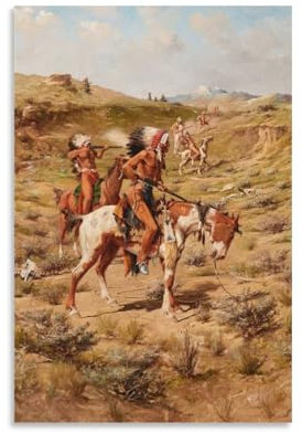 XJmoney Indianer im Kampf, moderner Kunstdruck, Schlafzimmer, 40 x 60 cm, Wanddekoration für Schlafzimmer