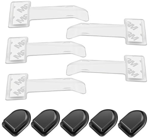 LAJUP 5 Pièces Clip de Ticket de Pare-Brise et 5 Crochet de Voiture, Porte Document Voiture, Transparents Supports pour Tickets de Stationnement, Clip de Ticket Auto-adhésif