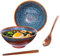 Ceraozmus Ramen Schüssel Keramik - 1200ml - 20 cm -Mit Löffel und Essstäbchen for Ramen Soup Pho Udon Asian Noodles,Large Noodle Bowls (Rote und blaue Glasur)
