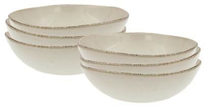 Artime Lot De 6 Assiettes Creuses En Émail Réactif, Couleur Blanc Pur, Ø18,8 x H5 Cm, Finition Mate, Élégance Intemporelle Pour Soupe, Pâtes, Salades