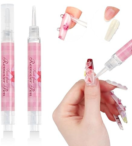 Sun&Beam Nails Remover Pen – 2er-Set Entferner für Nagelkleber & Gummitabs Mit Vitamin E Sanft & sauber im Stiftformat
