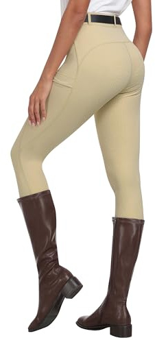 MoFiz Women Equestrian Sports Breeches Horse Riding Leggings Silicon Full Seat Jodhpurs Equestrian Tights Breeches with Pocket