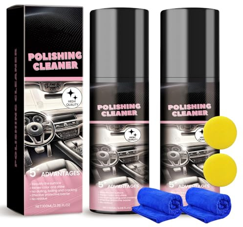 Nettoyant Voiture Interieur, Produit Nettoyage Voiture Interieur, Nettoyant Cuir Plastique pour Interieur de Voiture, Nettoie, protège Tableaux de Bord, Volants, Entretien Cuir auto-100ml (2 Pcs)