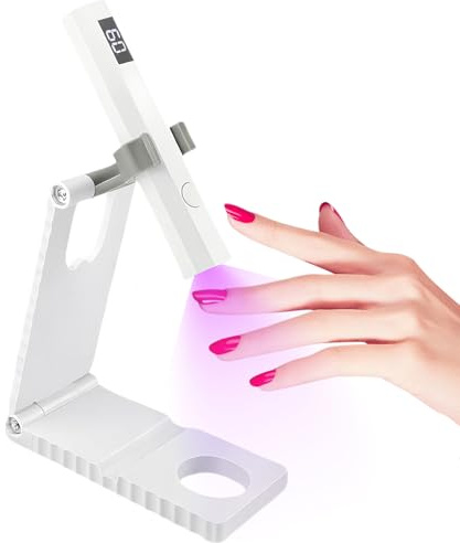 UV Light for Gel/Resin Nails, Handheld UV LED Nail Lamp with Stand Portable Rechargeable Nail Dryer with LED Screen 20/60S Timer for Travel/DIY Gel Polish