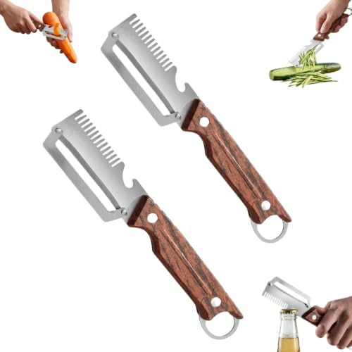 Edelstahl Multifunctional Vegetable Peeler for Kitchen,3-in-1 Multifunktionaler Gemüseschäler für kohl schäler und kohl schäler Gemüsesorten(2 Stück）