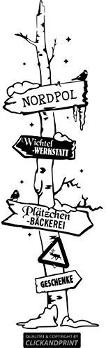 CLICKANDPRINT Aufkleber » Wegweiser Weihnachten, 80x24,9cm, Schwarz • Wandtattoo/Wandaufkleber/Wandsticker/Wanddeko/Vinyl