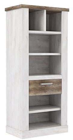 Forte Duro Regal mit 1 Schublade, Holzwerkstoff, Pinie Weiß kombiniert mit Eiche Antik, 41,3 x 71,4 x 160,4 cm