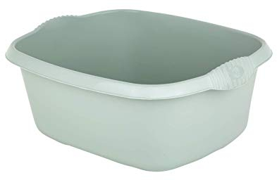 Rectangular Washing Up Bowl Plastic, Kitchen Basin Sink Cutlery Tidy Bowl (Silver Sage)