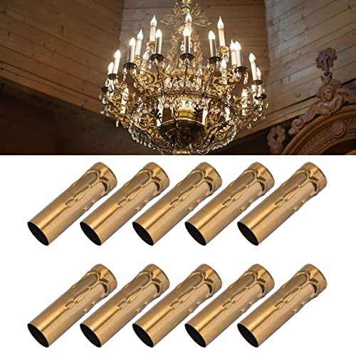 (10 pièces à vendre) E14 tête de lampe boîtier lustre en cristal tube bougie larme motif tuyau d'eau boîtier lustre tube droit bronze doré