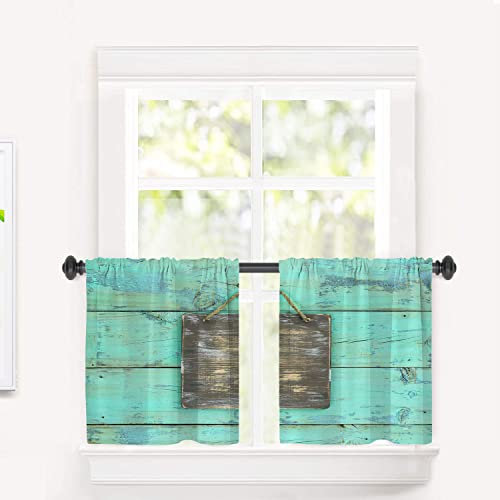 BaoNews Holz-Vorhänge aus mediterranem Holz, antike Küche, für Fenster, Scheunen-Verdunkelungsvolants, mehrschichtige Polyester-Fensterbehandlungen für Küche, 2 Stück, 66 x 61 cm