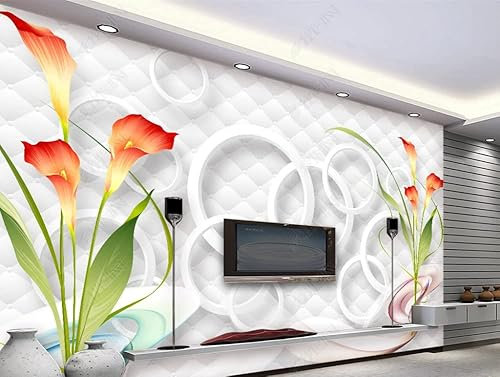 Fototapete 3D Effekt Calla-Lilien 3D Stereoskopisch Vliestapete Fototapete Wohnzimmer Schlafzimmer 3D Tapeten 200Cm(W)*140Cm(H)