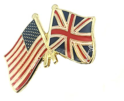 SNS Components Freundschafts-Anstecknadel aus Metall, Emaille, USA, Vereinigtes Königreich, Union Jack, Flaggen, Rot