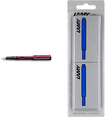 Lamy AL-star Füllhalter 029 – Füller aus Aluminium – Federstärke M & T10 Tintenpatrone 2er Set - Großraumpatronen in der Farbe blau Patronenfüllhaltermodelle - Im Blister 10 Stück