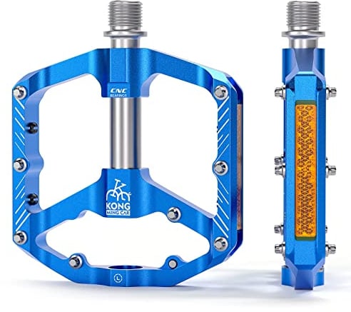 KADACHA Fahrradpedale,Plattformpedale mit Reflektoren, Leichtgewichtige Anti-Rutsch MTB Pedale, CNC Aluminium für Mountainbike, Rennrad, Trekkingrad (Blau)