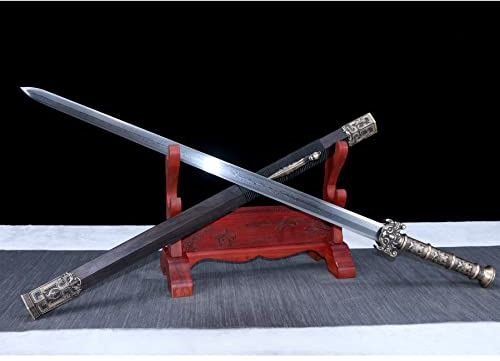 LQSMX sword Chinesisches Schwert/scharf/Katana Schwert Zweihändiges Schwert, Einhandschwert 42.5in Schwerter echte Waffen Handgeschmiedeter Damaskusstahl