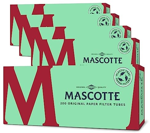 Mascotte® Original Paper Filter Tubes 8mm 200 x 5 Kartons | Plastikfreie Zigarettenhülsen für Zigarettenstopfer | Perforierter Filterhülsen | 1000 Hülsen