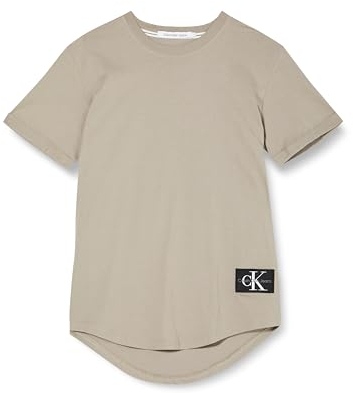 Calvin Klein Jeans Men's Badge Turn Up Sleeve S/S T-Shirt, Elephant Skin, S