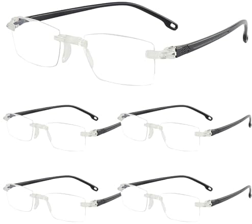 APOMOONS Zoom brille Autozoom Lesebrille Intelligente Zoom Lesebrille klare Fokus-Brille mit Automatischer Anpassung für Damen und Herren Strahlungssicher Getrimmt Und Rahmenlos, 1,0X-7,0X (5pcs)