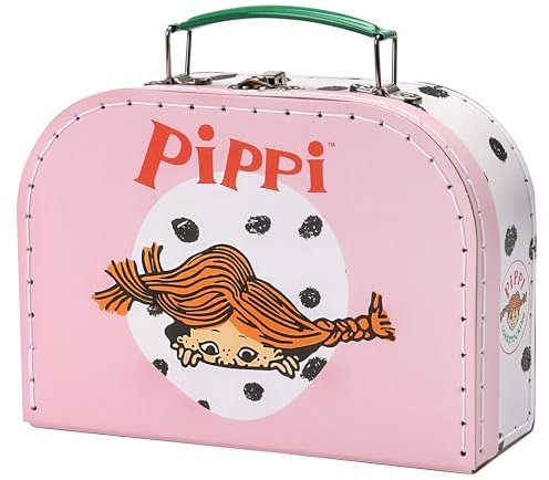 Pippi Langstrumpf Pippi Pappkoffer Rosa 20 cm – Kinderkoffer mit Illustrationen perfekt für Spiel und Abenteuer