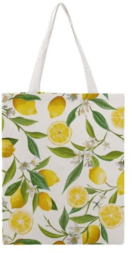 JiuPopular Borsa tote in tela, borsa a mano giallo limone, borsa a tracolla per donne lavoro uso quotidiano, Stile:, 38x46cm