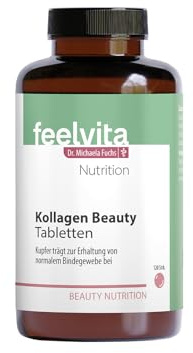 Genius Feelvita Nutrition Kollagen Beauty Tabletten- hochdosiertes Kollagenhydrolysat angereichert mit Kupfer- Zur Erhaltung des normalen Bindegewebes, 2-Monatsvorrat (120 Tabletten)- Made in Germany