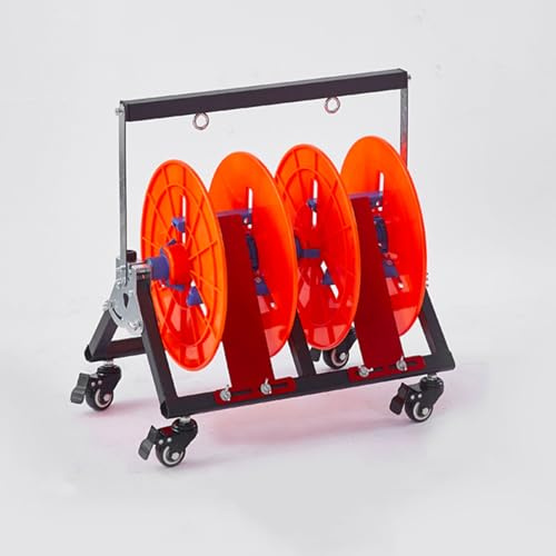 Heavy Duty Wire Spool Rack with Wheels, Electrician Cable Dispenser & Wire Unroller, Multiple Axle Caddy for Large Cable Reels
