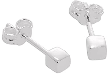 Sterlingsilber 3 mm Würfel Ohrstecker