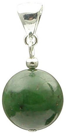 Edelstein-Anhänger aus kanadischer Jade dunkel-grün & 925 Silber Kugel glatt schlicht