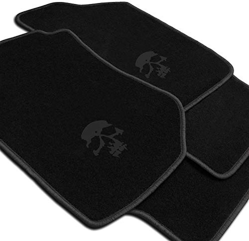 Autoteppich Stylers Schaedel_10928 Fein-Velours Autoteppiche Schädel Druck- und Randfarbe Dunkelgrau - Fahrzeugtyp in der Artikelbeschreibung beachten!