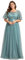 Ever-Pretty Damen Abendkleid A-Linie Spitze Kurze Ärmel Partykleid lang Dunkles Himmelblau 50