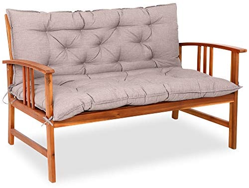 DETEX® Bankauflage Sitzkissen 55%-Baumwolle Visko-Effekt 100x100cm Rückenlehne Sitzpolster Gartenbank Bank Kissen Polster Auflage Rückenkissen Creme Meliert