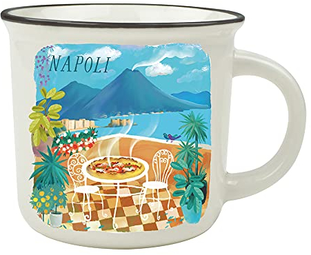 Legami - Porzellan Tasse Cup-Puccino,Thema Napoli, Tasse aus Porzellan New Bone China, Frühstückstasse, Weltstädte, Tasse Kaffee Tee, spülmaschinenfest, Durchmesser 10 cm, Fassungsvermögen 350 ml