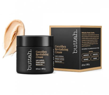 Buttah Skin CocoShea Revitalizing Cream 2oz - Natural & Organic African Shea & Cocoa Butter - Best Face Moisturizer for Dry Skin - Skin Protectant for Melanin Rich Skin - Black Owned Skincare