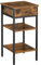 VASAGLE Nachttisch, Couchtisch, Beistelltisch, Nachttisch, hoch, mit Schublade und 2 Ablagen, platzsparend, industrieller Stil, rustikales Braun und Schwarz LET502B01