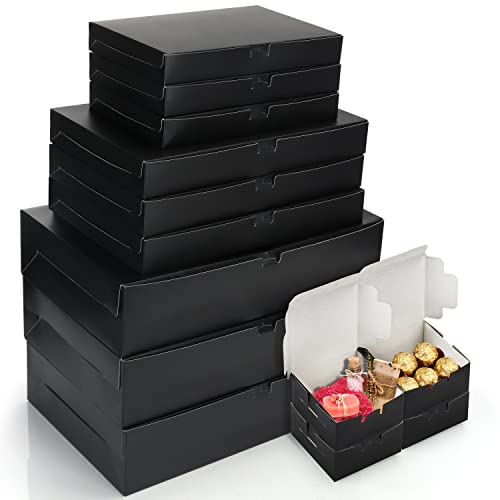 Belle Vous 13 Stk Karton Geschenkboxen Set Schwarz – Geschenk Box 4 Verschiedene Größen – Boxen Set Einfach Aufbzuauen – Geschenkkarton mit Deckel für Party, Geburtstags Box, Hochzeit, Weihnachten
