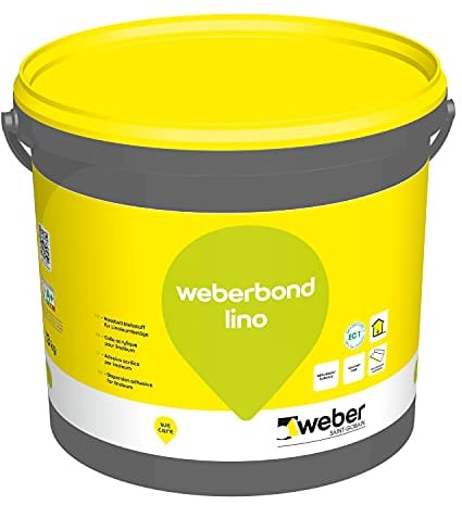 Colle acrylique spécial linoléum, 13kg, Sans solvant, WEBERBOND LINO, WEBER