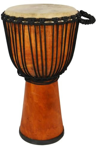 A-Star 12 Zoll afrikanische Djembe-Trommel aus Naturholz – authentisch handgefertigt, Seil gestimmt, Fell aus Naturfell – 60 cm Höhe, 30 cm Durchmesser