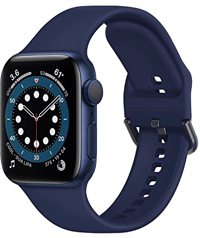 Anlinser Compatible avec Bracelet Apple Watch 45mm 44mm 42mm 41mm 40mm 38mm, Bracelet Sportif en Silicone Étanche Compatible avec Apple Watch Série 9 8 7 6 5 4 3 SE (49/45/44/42, Bleu)