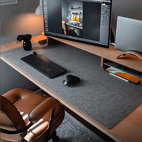 DAWNTREES Schreibtischunterlage Filz, Große Desk Matte, Schweigen,Hitzebeständig, Rutschfest,Tischschutz für Laptop, Maus und Tastatur(dunkelgrau)